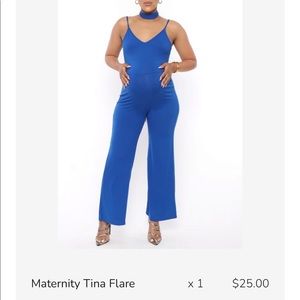 Maternity Tina flare jumpsuit- royal blue